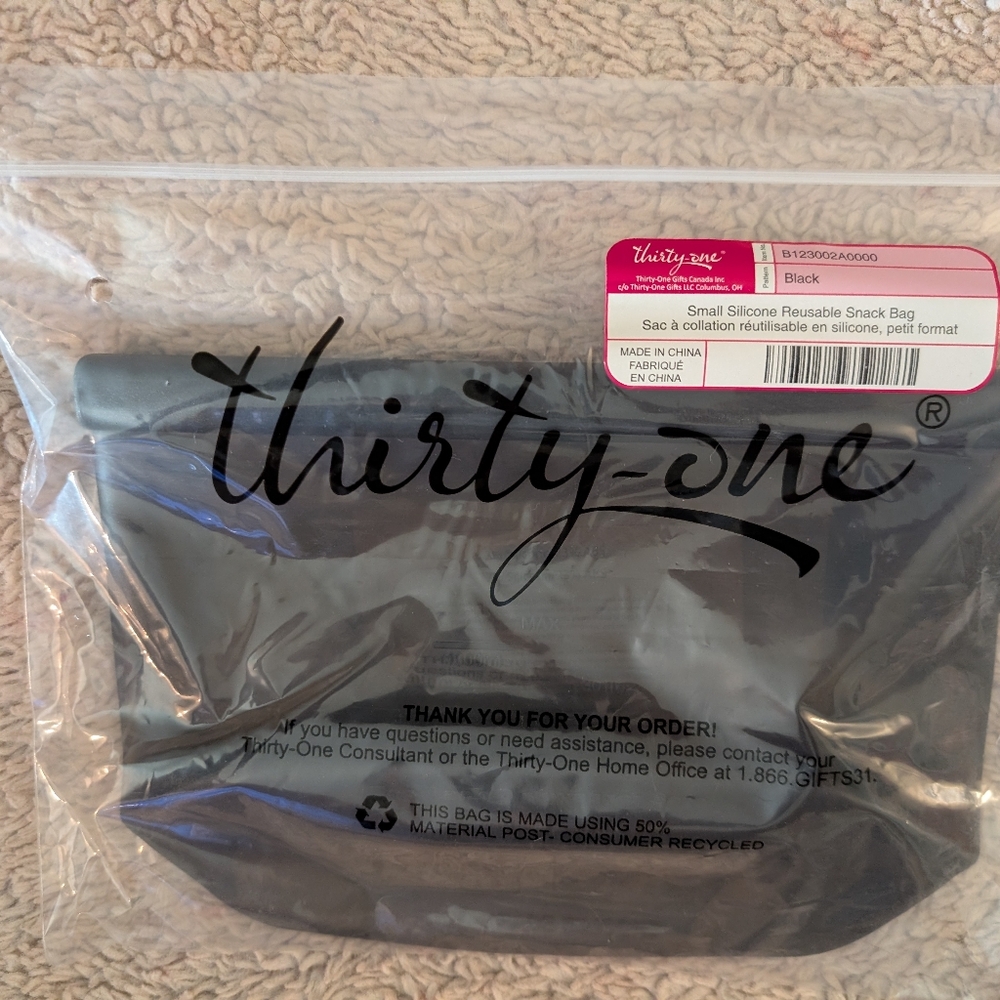Thirty-One Black Reusable Snack Pouch